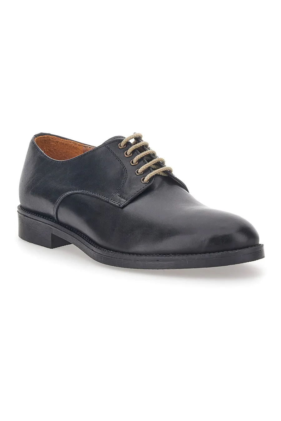 Scarpe Stringate Nere In Vera Pelle Longford 712