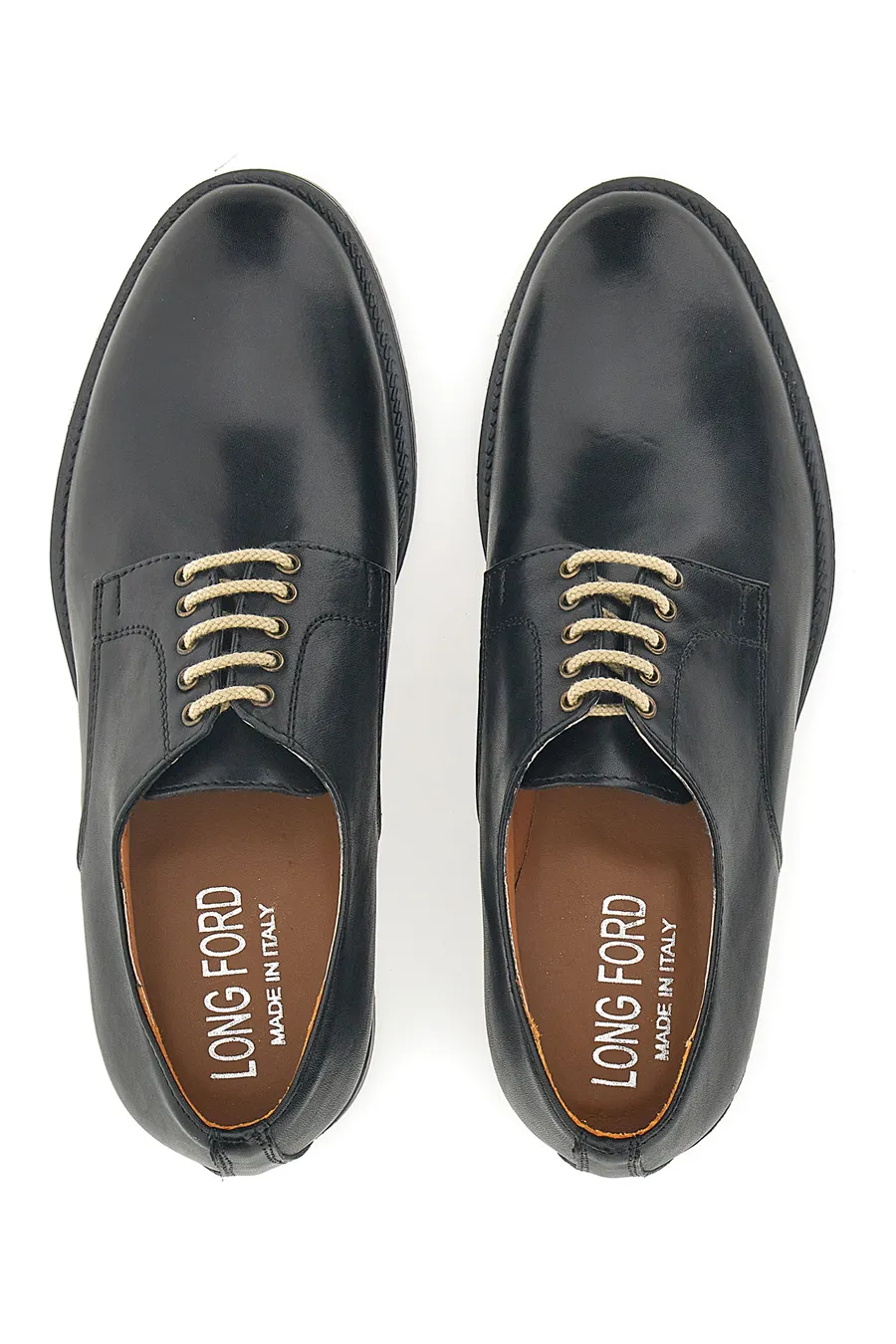 Scarpe Stringate Nere In Vera Pelle Longford 712