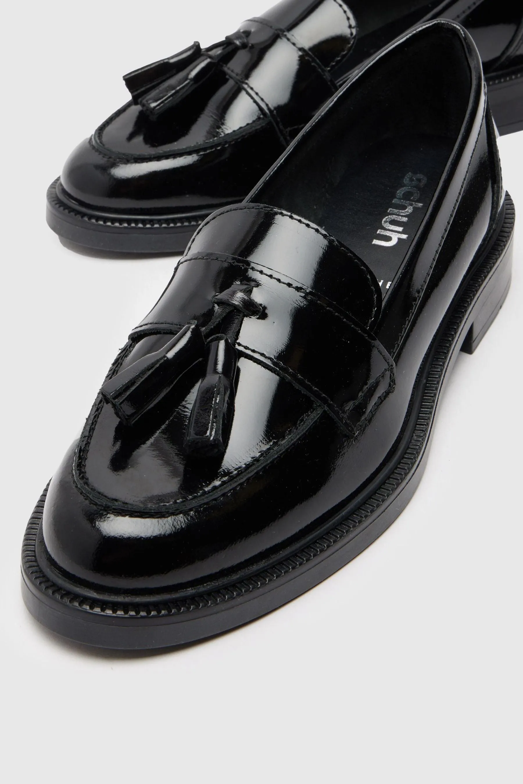 Schuh - Lina - Nero in pelle con nappine - Mocassini