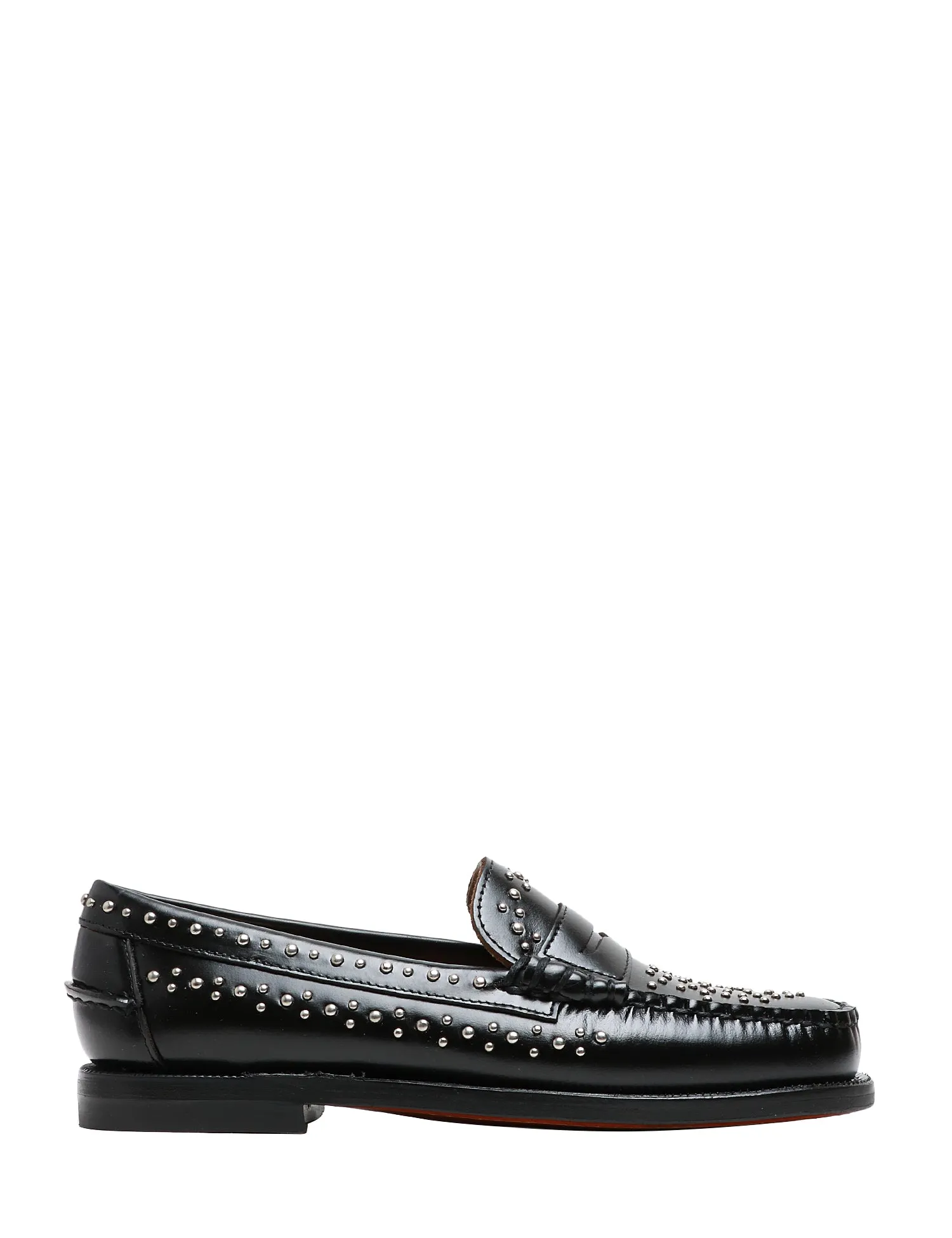 SEBAGO MOCASSINO DONNA SEBAGO NERO DAN STUDS IN PELLE CON MICROBORCHIE ARGENTO ALL OVER