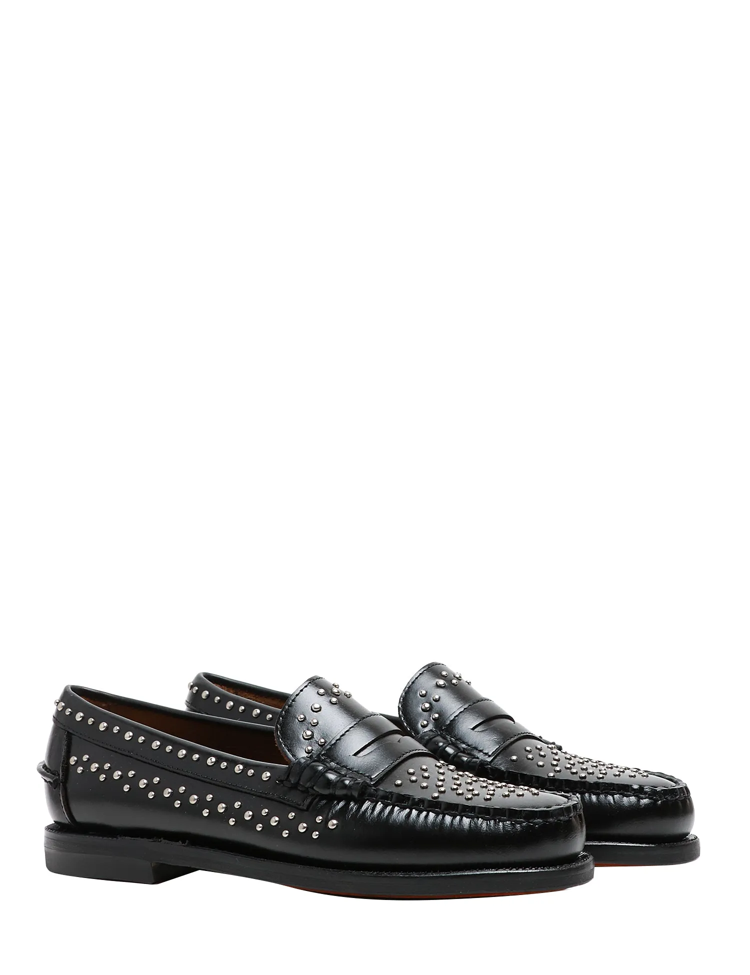 SEBAGO MOCASSINO DONNA SEBAGO NERO DAN STUDS IN PELLE CON MICROBORCHIE ARGENTO ALL OVER