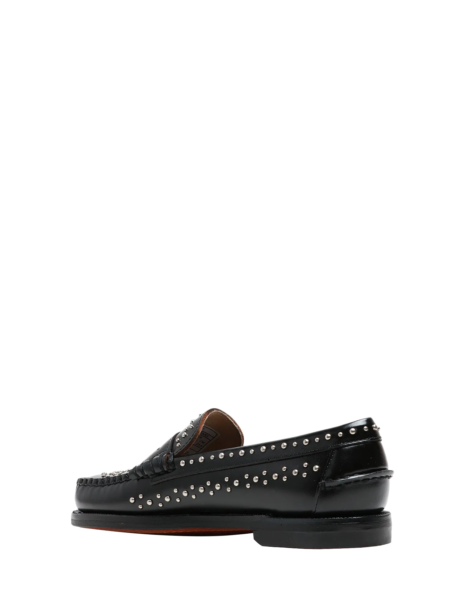 SEBAGO MOCASSINO DONNA SEBAGO NERO DAN STUDS IN PELLE CON MICROBORCHIE ARGENTO ALL OVER