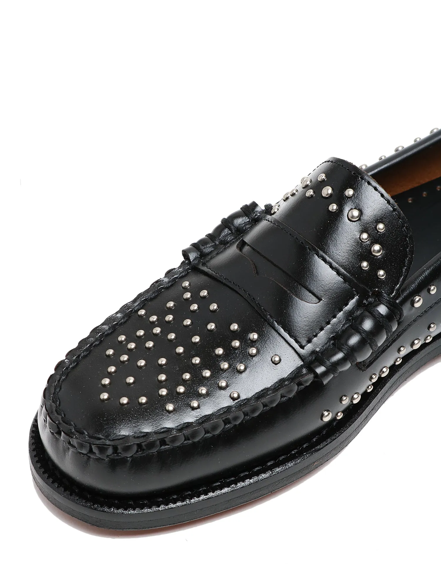 SEBAGO MOCASSINO DONNA SEBAGO NERO DAN STUDS IN PELLE CON MICROBORCHIE ARGENTO ALL OVER