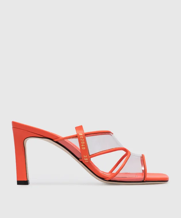 Sergio Rossi Mules arancioni lunette con inserti trasparenti B02040MFI503