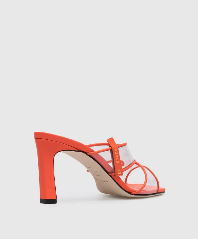 Sergio Rossi Mules arancioni lunette con inserti trasparenti B02040MFI503
