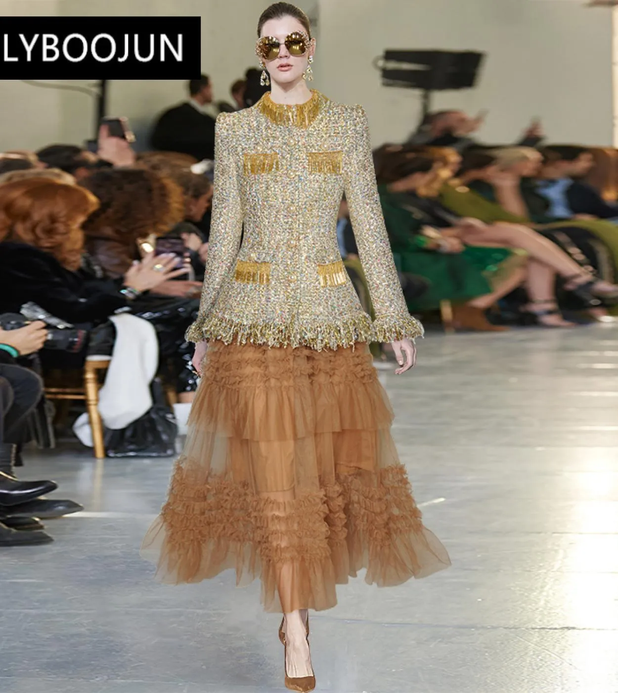Set di gonna con gonna di marca Set di gonna con giacca di tweed Set di gonna di tweed Designer 2023