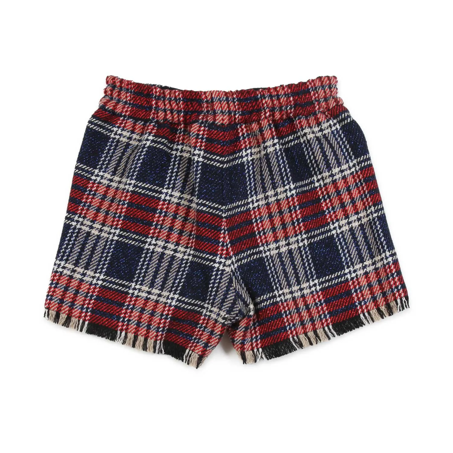 Shorts Tartan Rossi E Blu Bambina