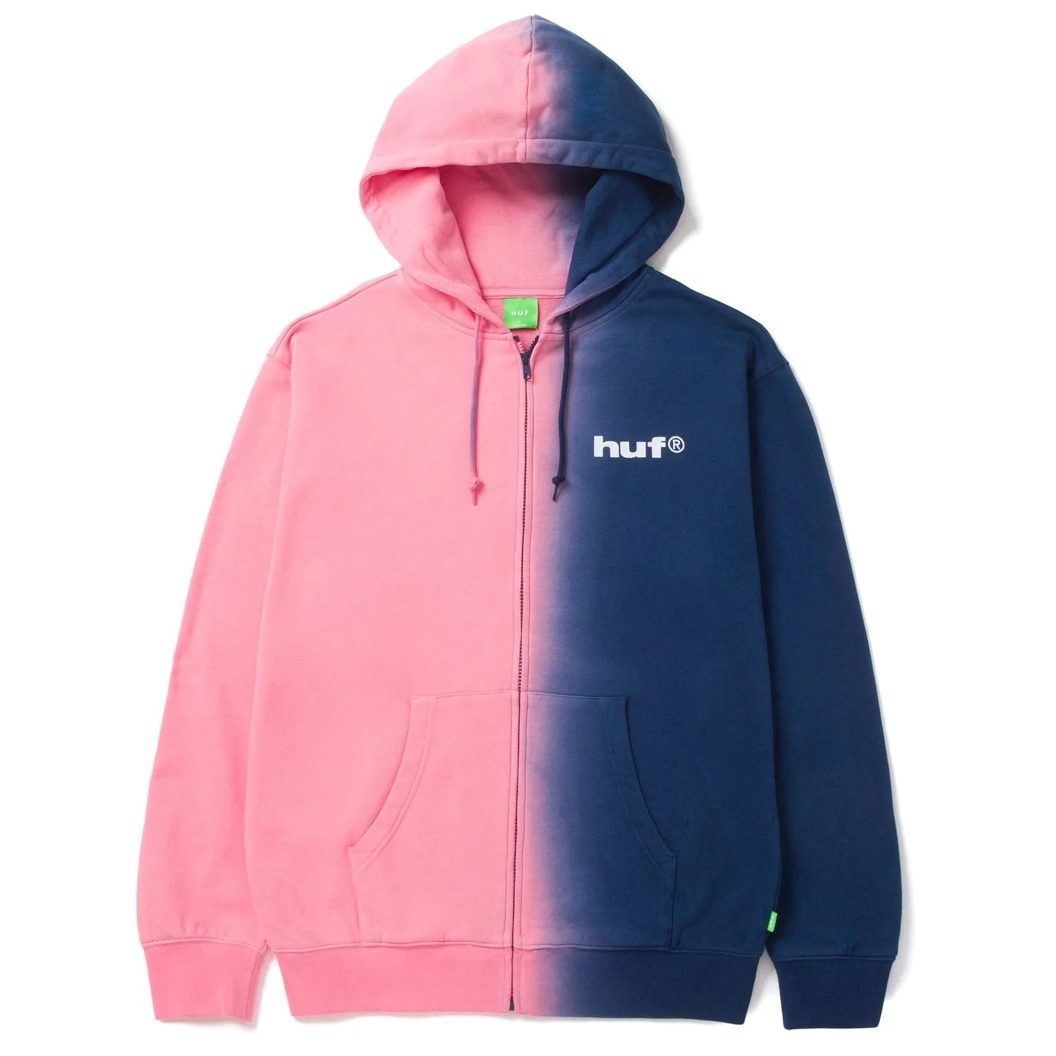 SPLIT DYE F/Z HOODIE - PINK/NAVY