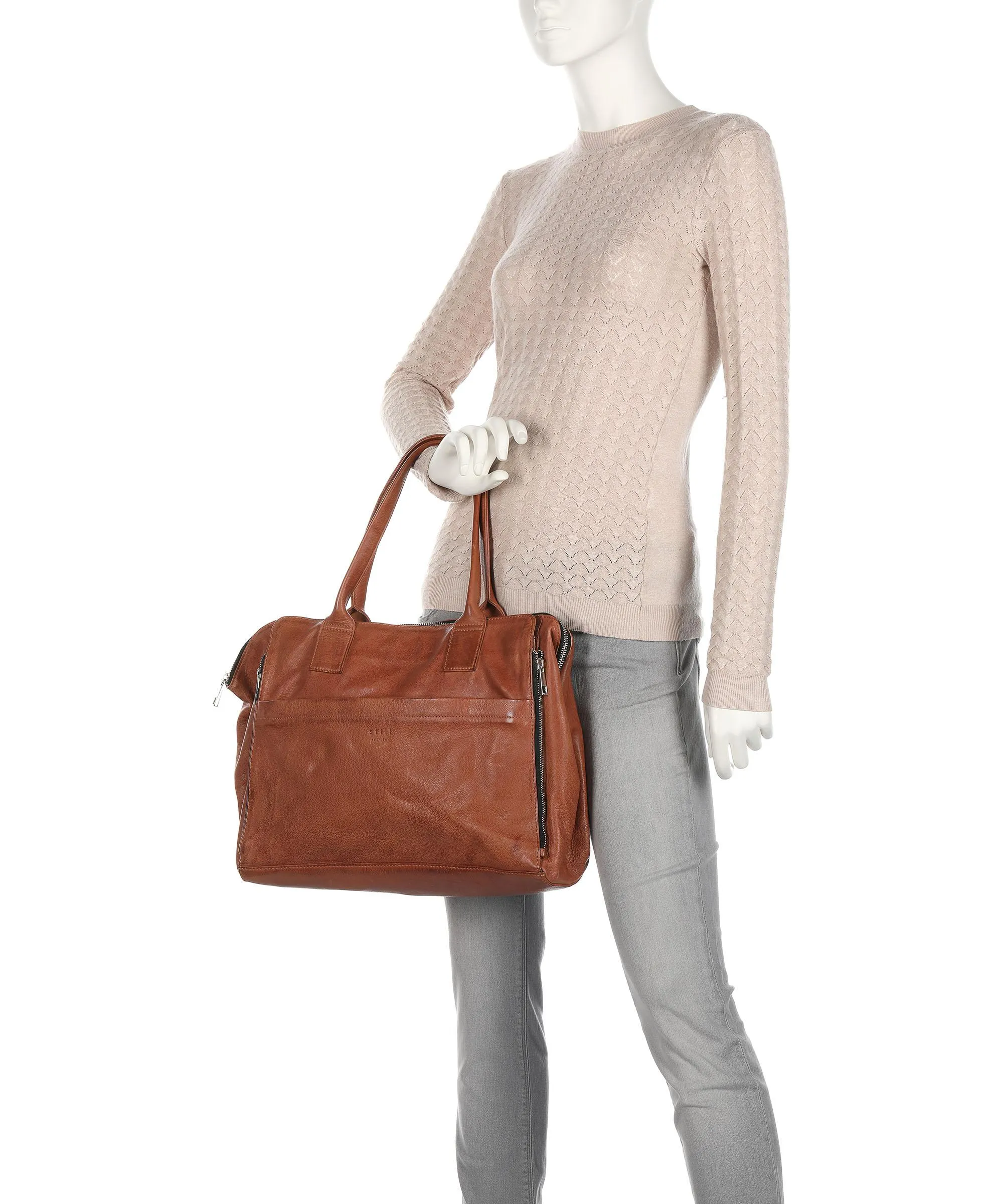  Still Nordic Anouk Anouk Borsa shopper 13″ pelle di vacchetta grana cognac  
