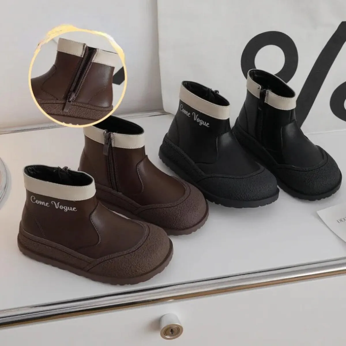 Stivaletti Chelsea alti per bambini con scarpe in cotone morbido e caldo in morbida pelle Stivaletti antiscivolo per bambini Des
