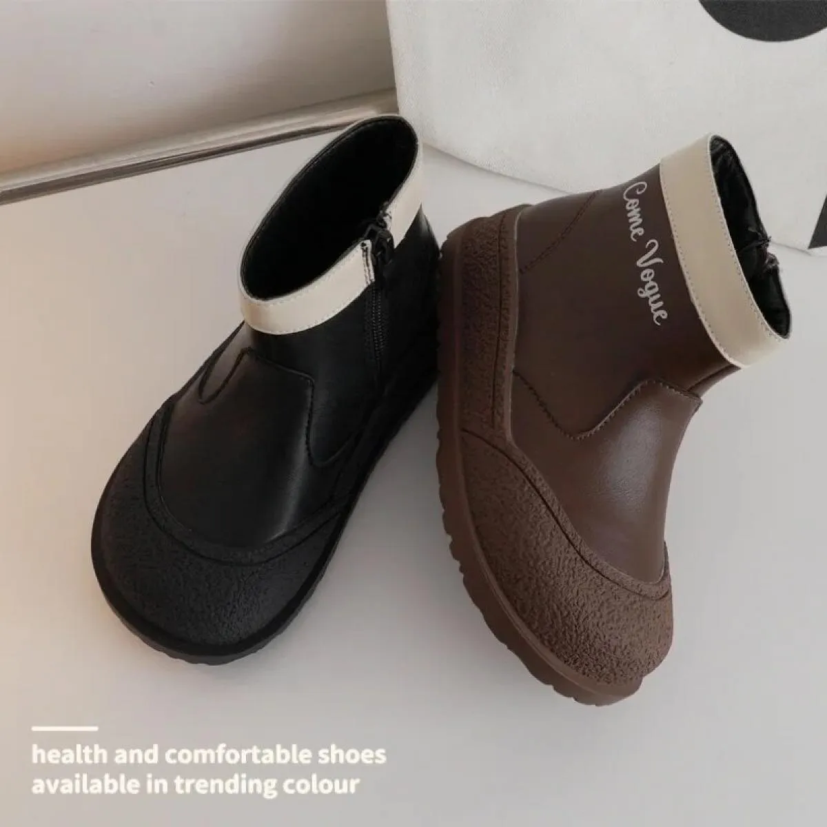 Stivaletti Chelsea alti per bambini con scarpe in cotone morbido e caldo in morbida pelle Stivaletti antiscivolo per bambini Des