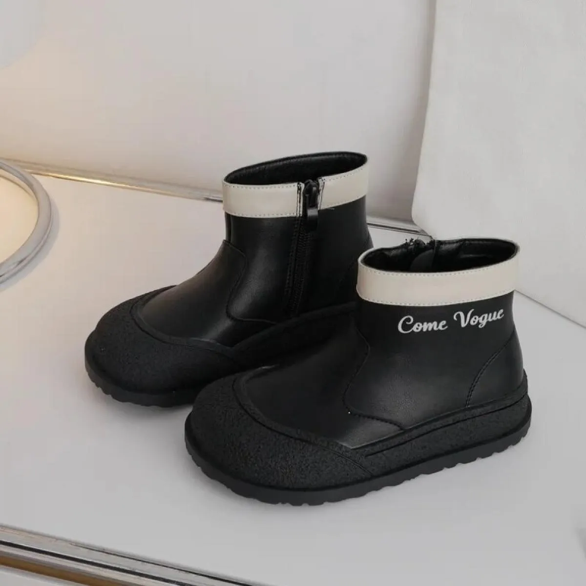 Stivaletti Chelsea alti per bambini con scarpe in cotone morbido e caldo in morbida pelle Stivaletti antiscivolo per bambini Des
