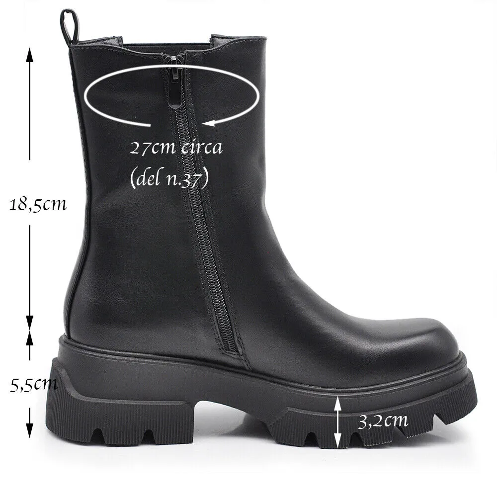 Stivaletti Chelsea Biker da Donna Elastici Con Platform Suola Track Pelle XG103