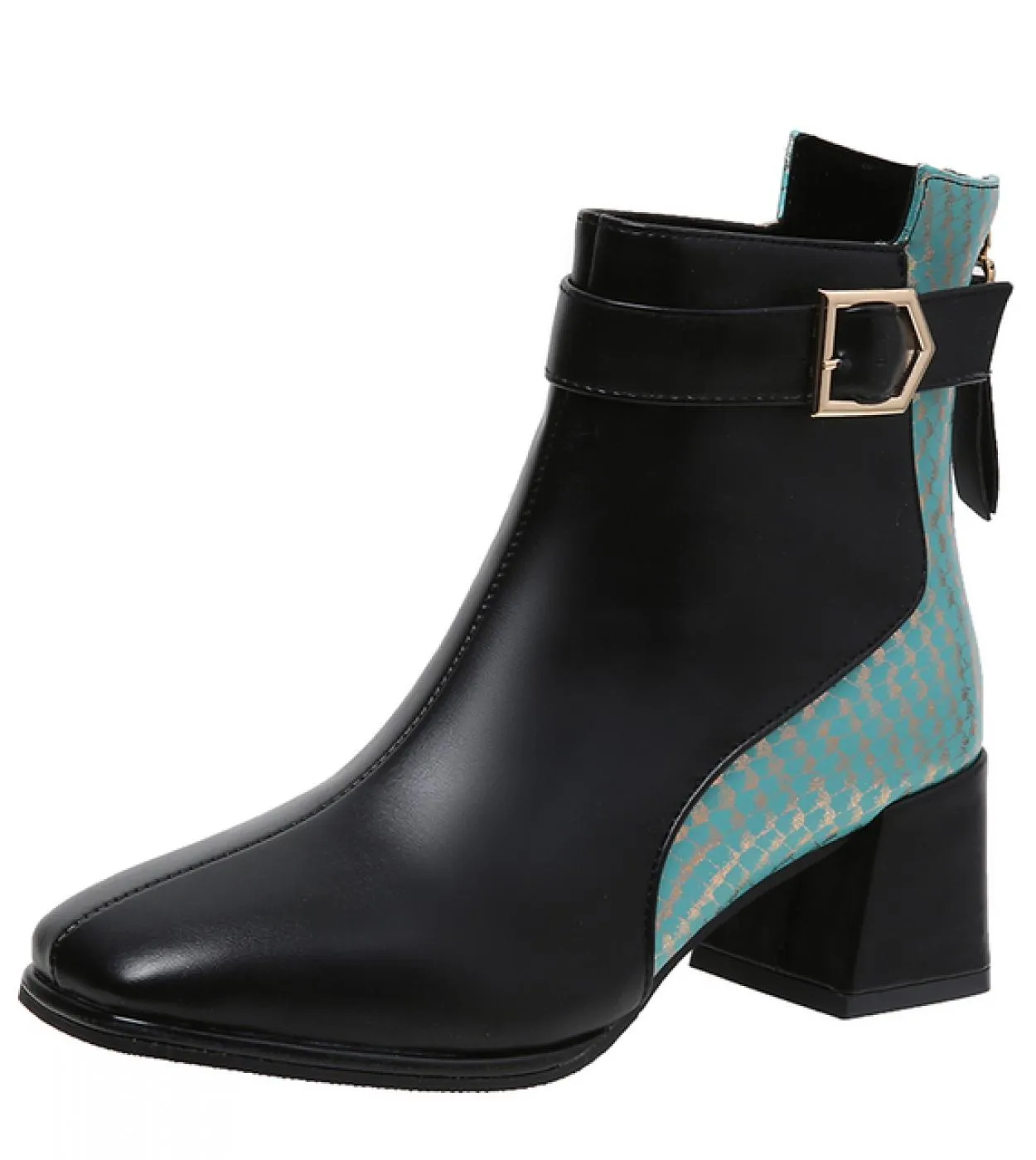 Stivaletti Chelsea da donna Autunno Inverno Stivaletti neri per donna Tacco alto quadrato spesso Punta tonda Tacchi in vera pell