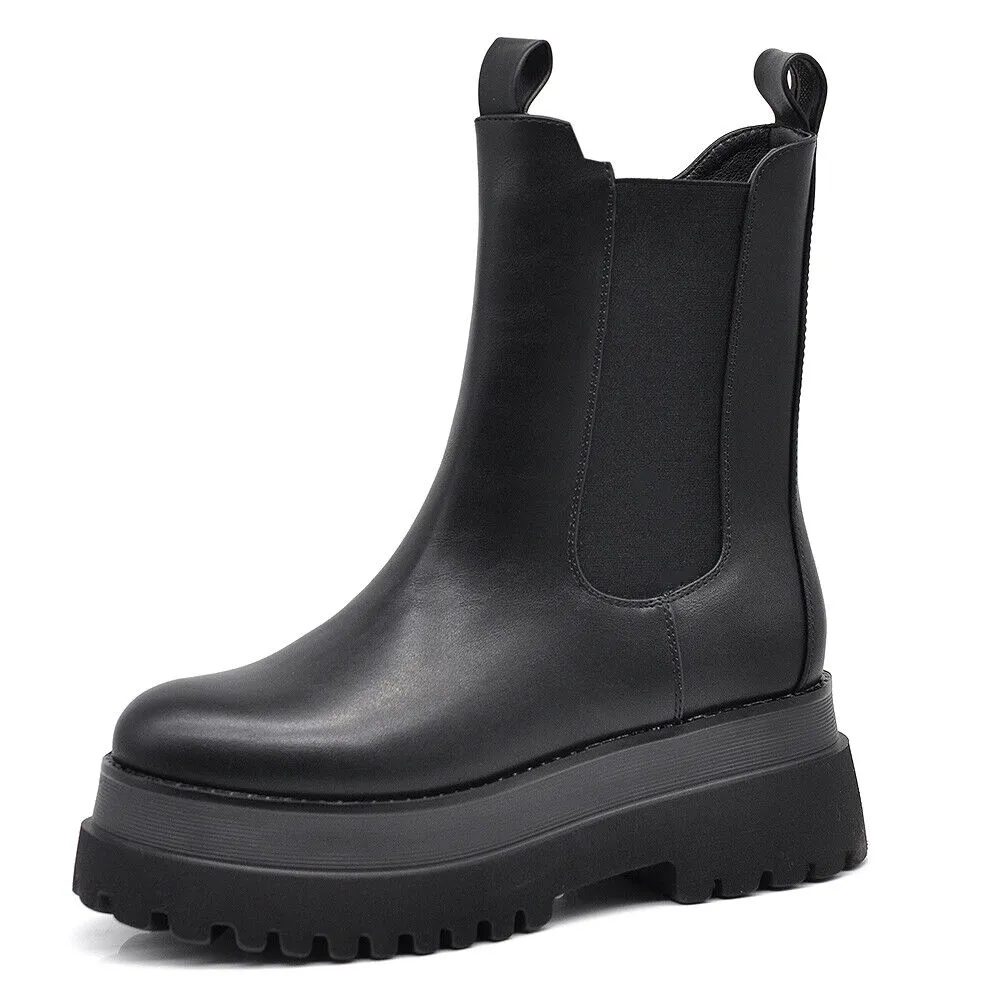 Stivaletti Chelsea da Donna Con Platform Zeppa Doppio Fondo YY-25C nero