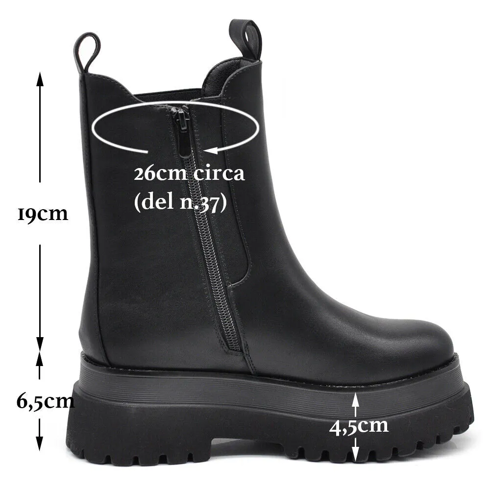 Stivaletti Chelsea da Donna Con Platform Zeppa Doppio Fondo YY-25C nero