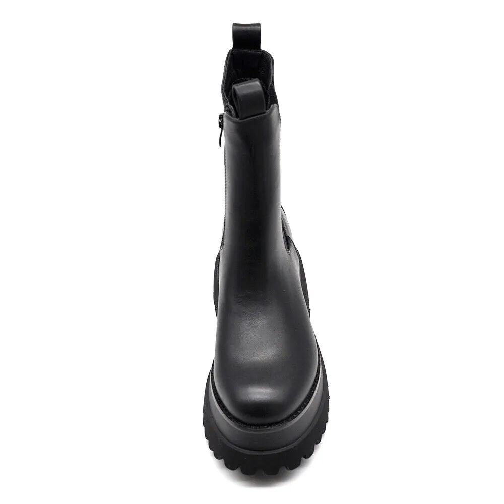 Stivaletti Chelsea da Donna Con Platform Zeppa Doppio Fondo YY-25C nero