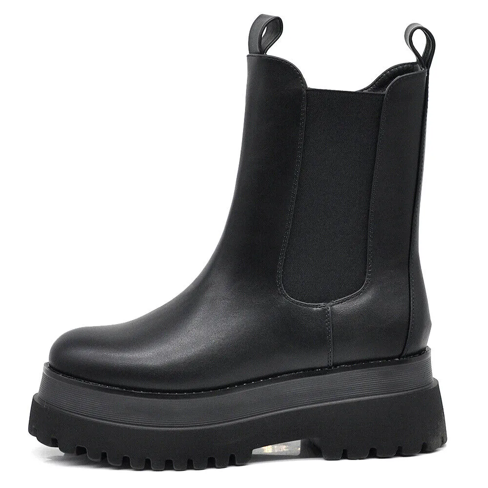Stivaletti Chelsea da Donna Con Platform Zeppa Doppio Fondo YY-25C nero