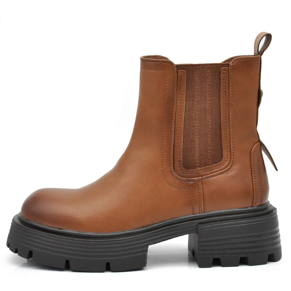 Stivaletti Chelsea da Donna Zip Platform Suola Track XG102 nero camel beige