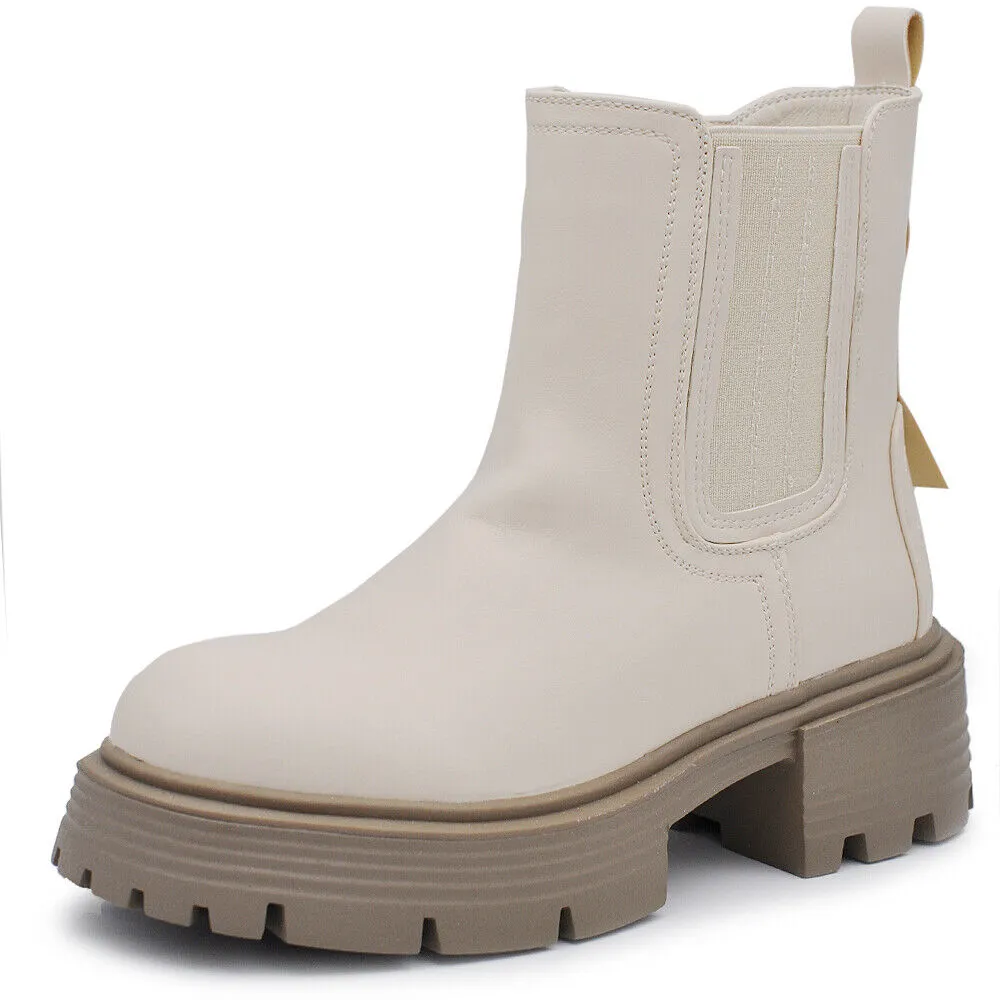 Stivaletti Chelsea da Donna Zip Platform Suola Track XG102 nero camel beige