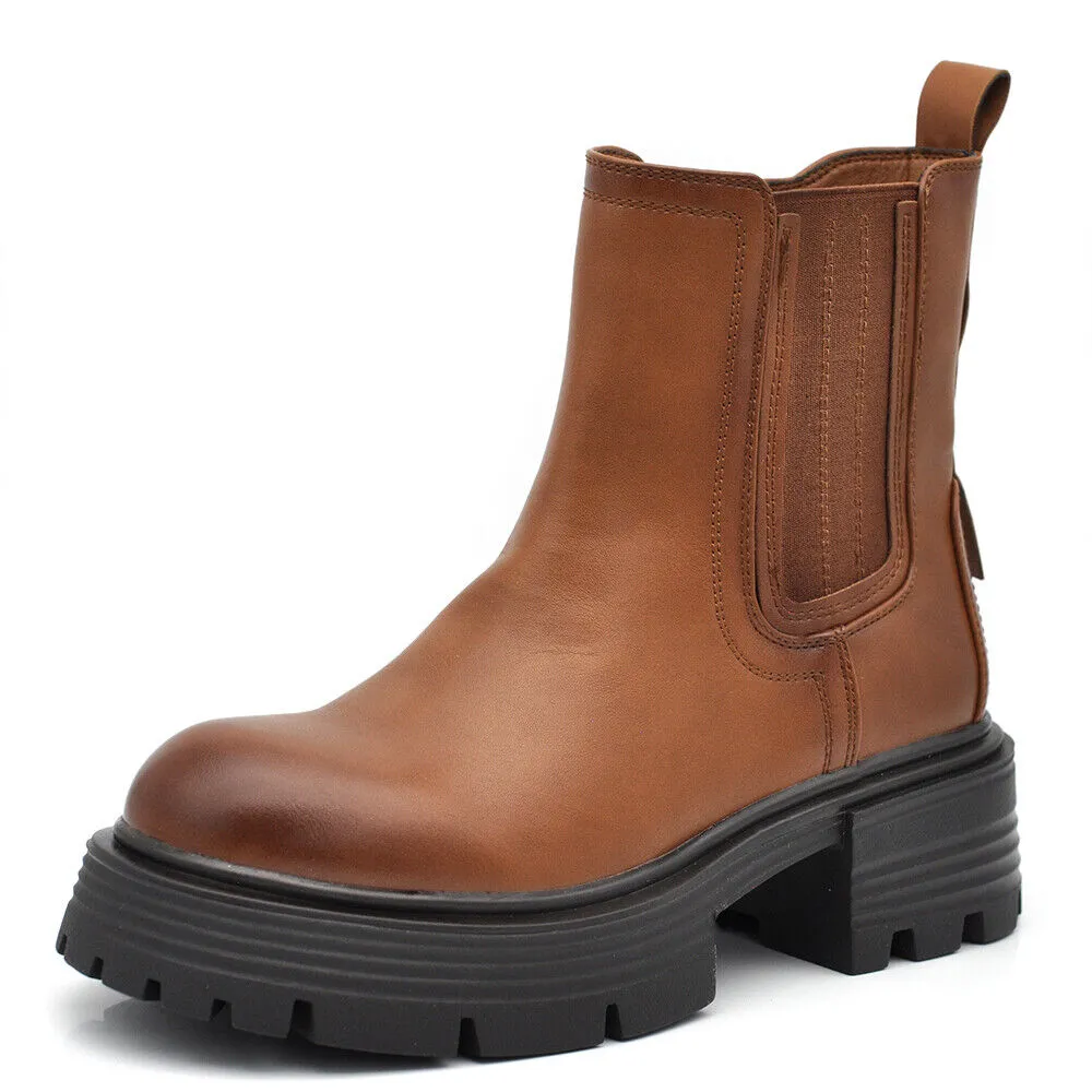 Stivaletti Chelsea da Donna Zip Platform Suola Track XG102 nero camel beige