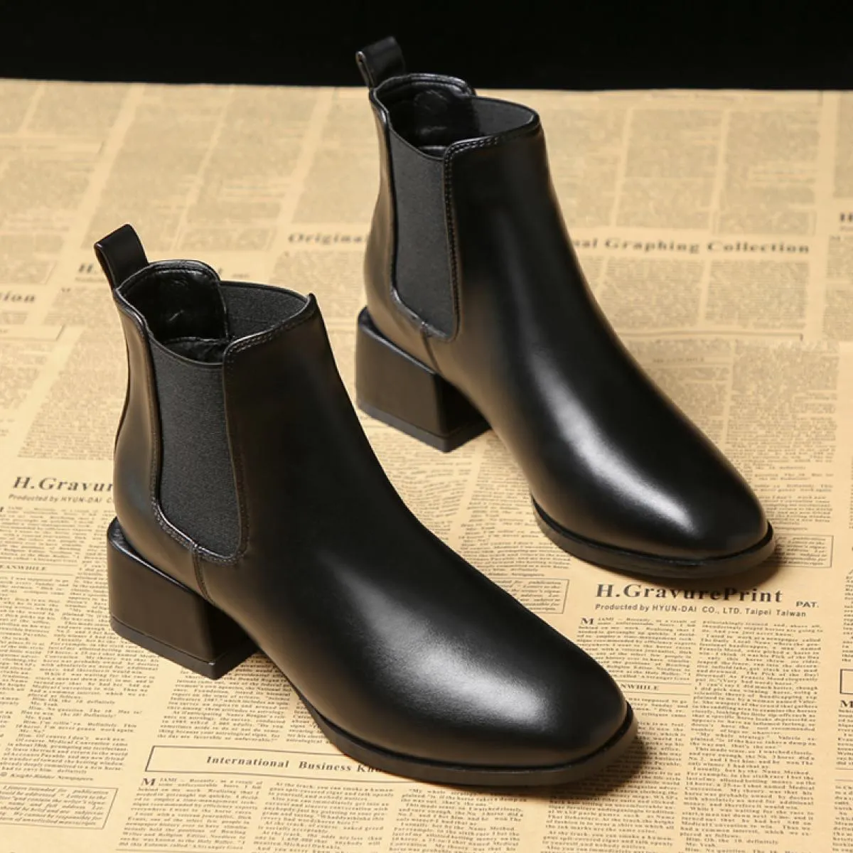 Stivaletti Chelsea in vera pelle nera Scarpe da donna in vera pelle Stivaletti da donna Stivali da donna