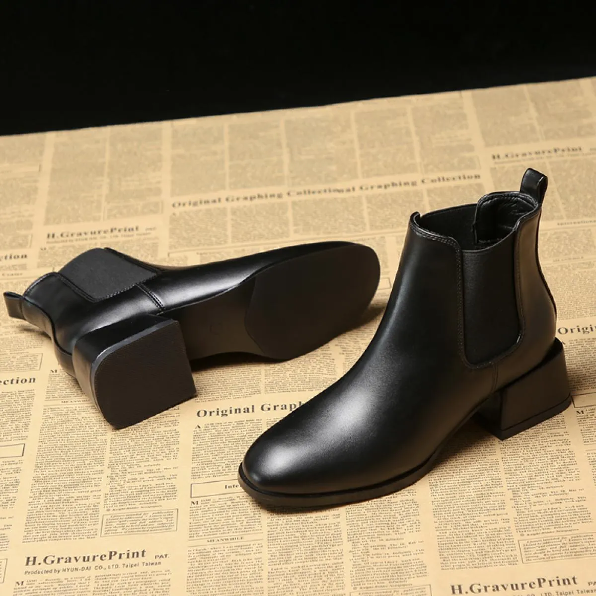Stivaletti Chelsea in vera pelle nera Scarpe da donna in vera pelle Stivaletti da donna Stivali da donna