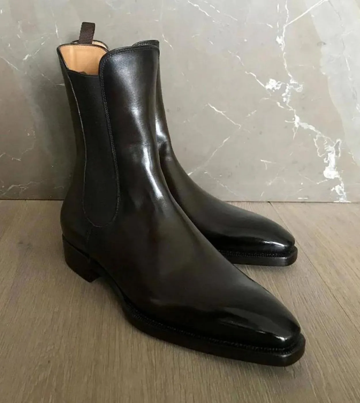 Stivaletti Chelsea neri Stivaletti da uomo daffari Spedizione gratuita Slip On Stivali vintage con punta tonda Taglia 38 48 Bot