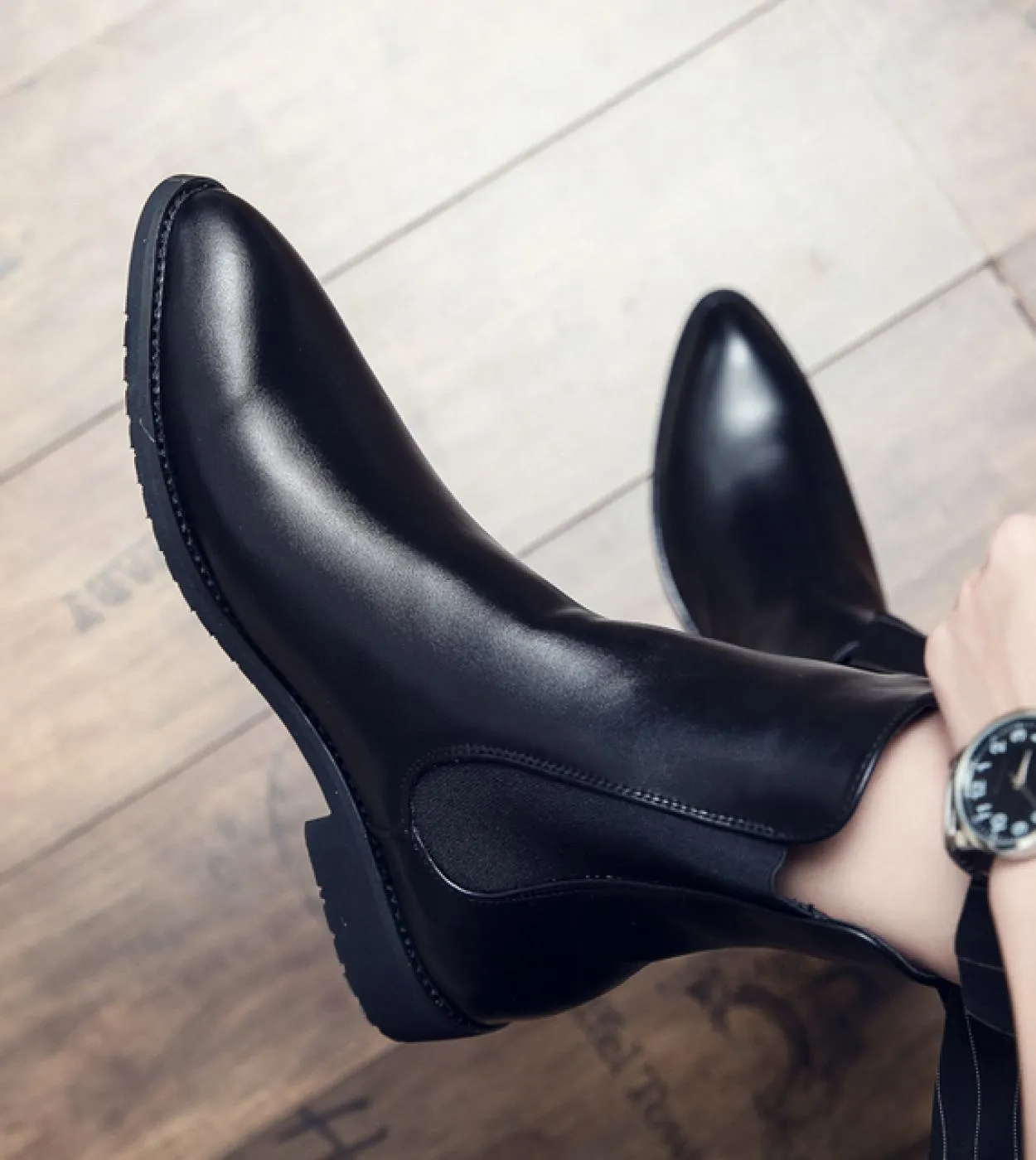 Stivaletti Chelsea neri Stivaletti da uomo daffari Spedizione gratuita Slip On Stivali vintage con punta tonda Taglia 38 48 Bot