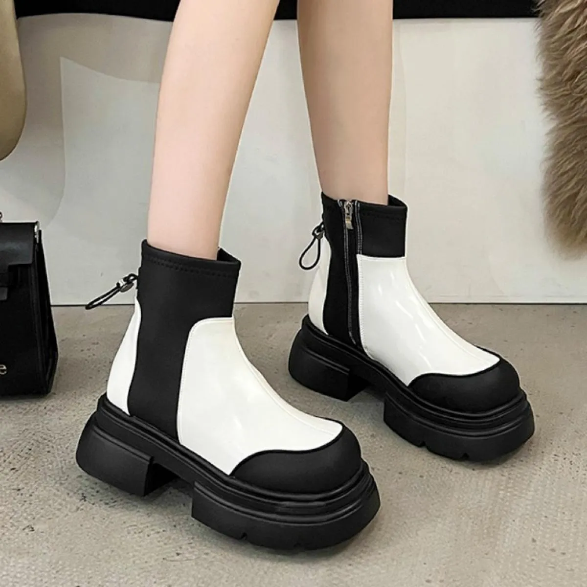 Stivaletti invernali Stivaletti Chelsea Stivali da donna con plateau Scarpe da passeggio casual 2023 Nuove scarpe Goth Fad Desig