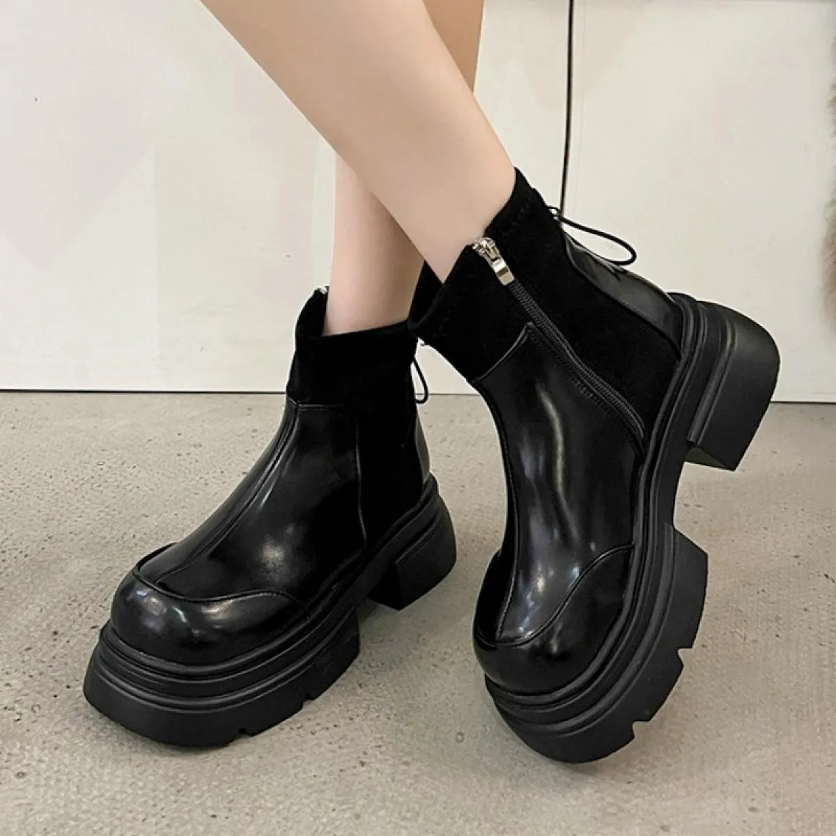 Stivaletti invernali Stivaletti Chelsea Stivali da donna con plateau Scarpe da passeggio casual 2023 Nuove scarpe Goth Fad Desig