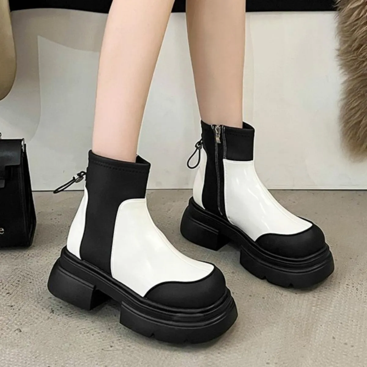 Stivaletti invernali Stivaletti Chelsea Stivali da donna con plateau Scarpe da passeggio casual 2023 Nuove scarpe Goth Fad Desig