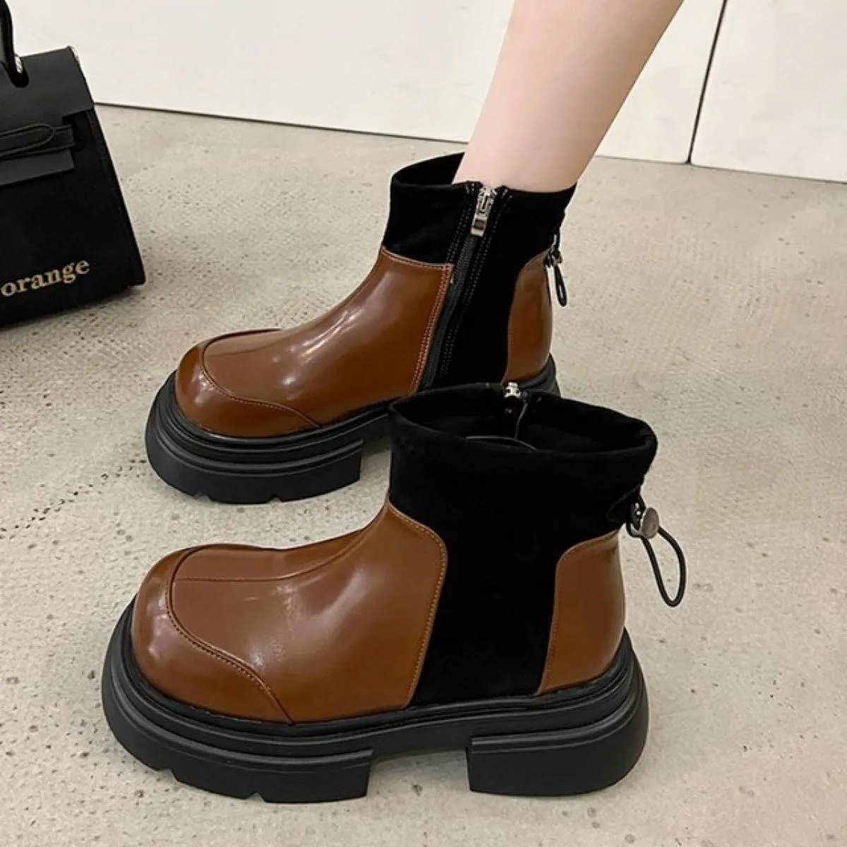 Stivaletti invernali Stivaletti Chelsea Stivali da donna con plateau Scarpe da passeggio casual 2023 Nuove scarpe Goth Fad Desig