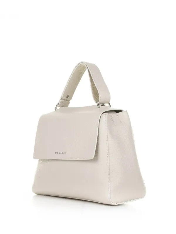 Sveva Soft Medium ivory leather bag with shoulder strap