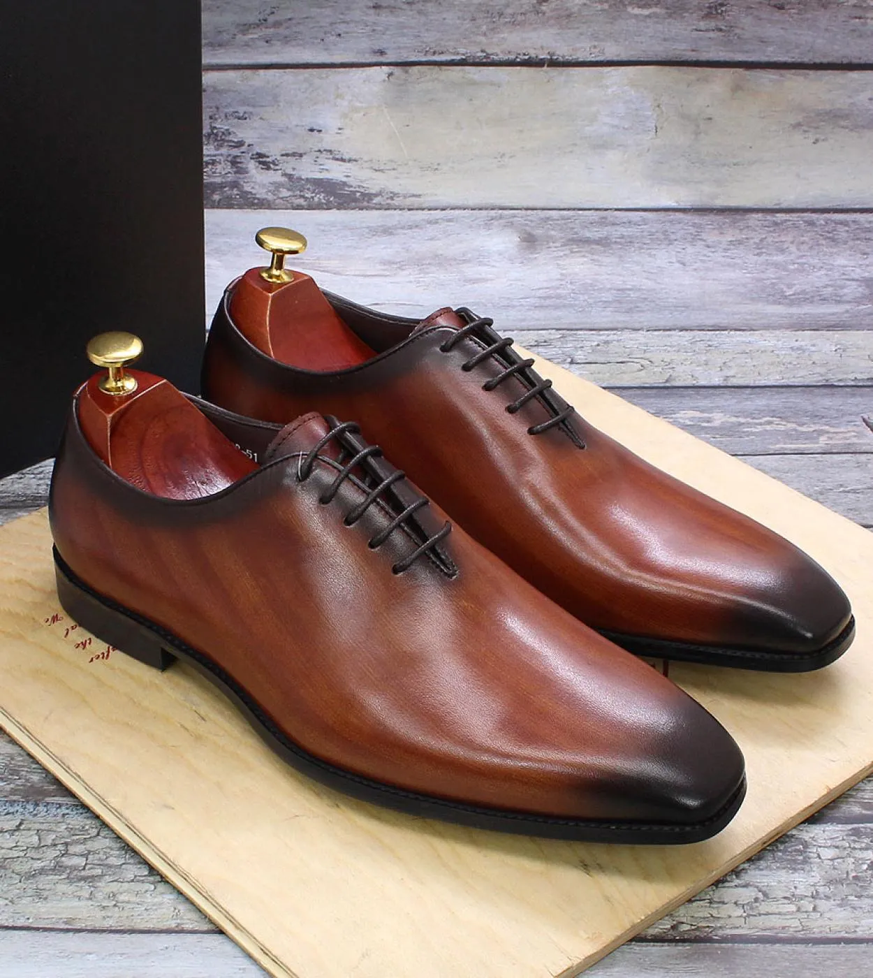 Taglia 47 Taglia 13 Scarpe eleganti da uomo Oxford Pelle Grigio Marrone Scarpe da uomo Oxford a taglio intero fatte a mano Scarp