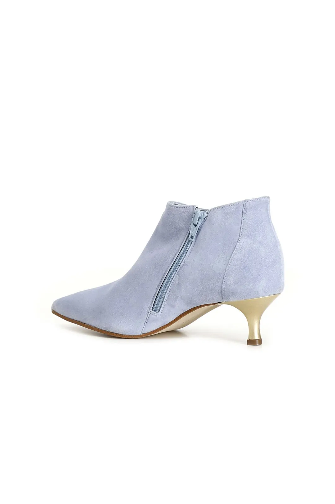 tronchetti in suede con tacco basso cielo
