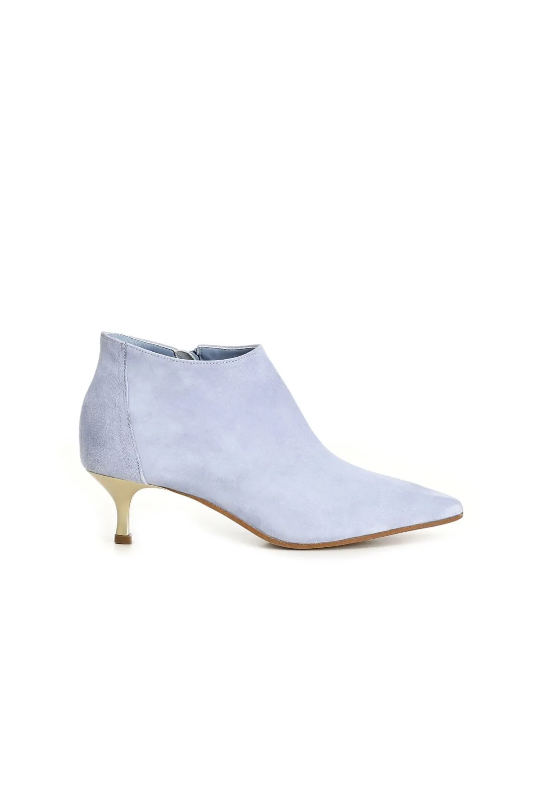 tronchetti in suede con tacco basso cielo