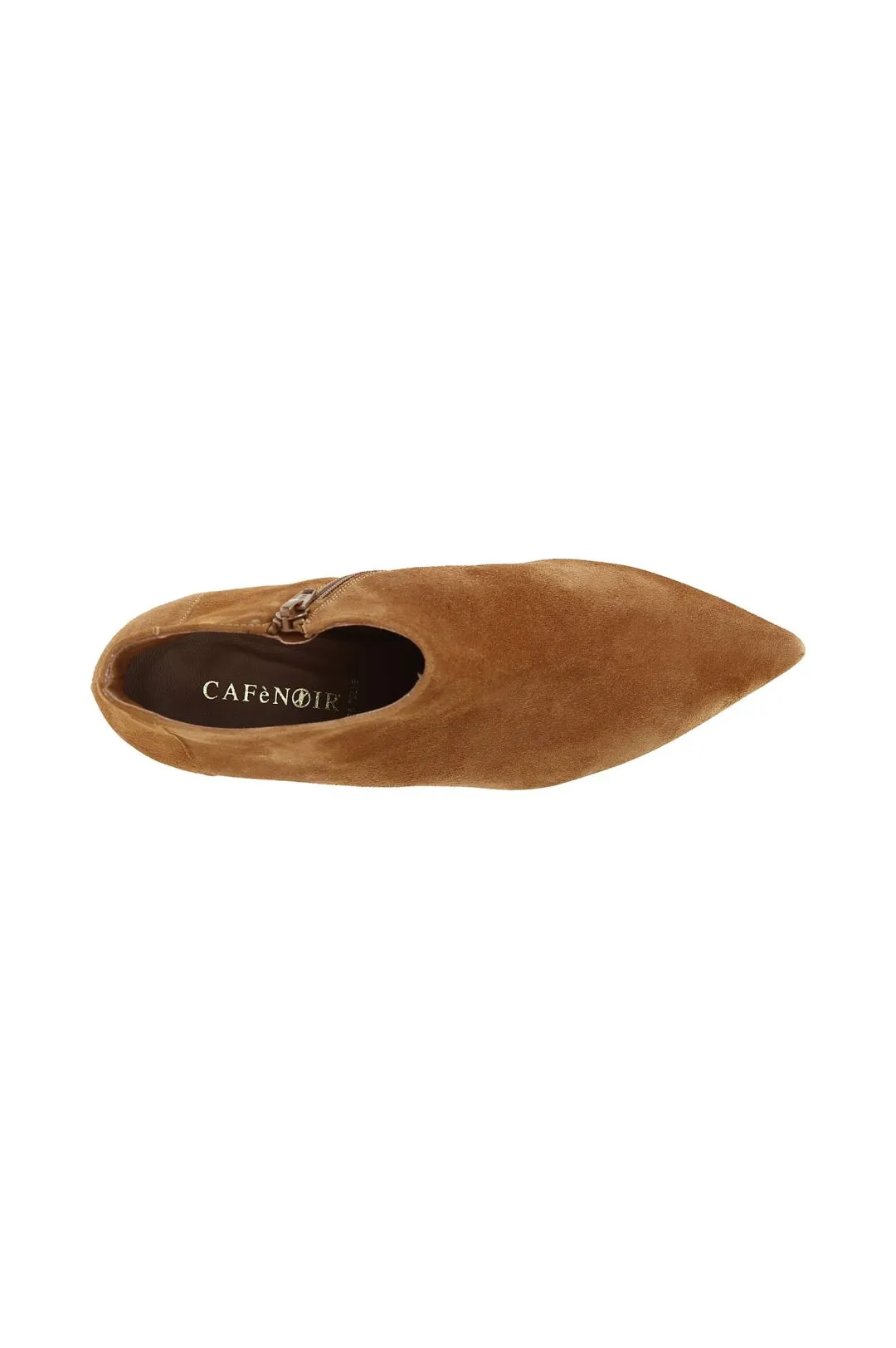 tronchetti in suede con tacco basso tabacco