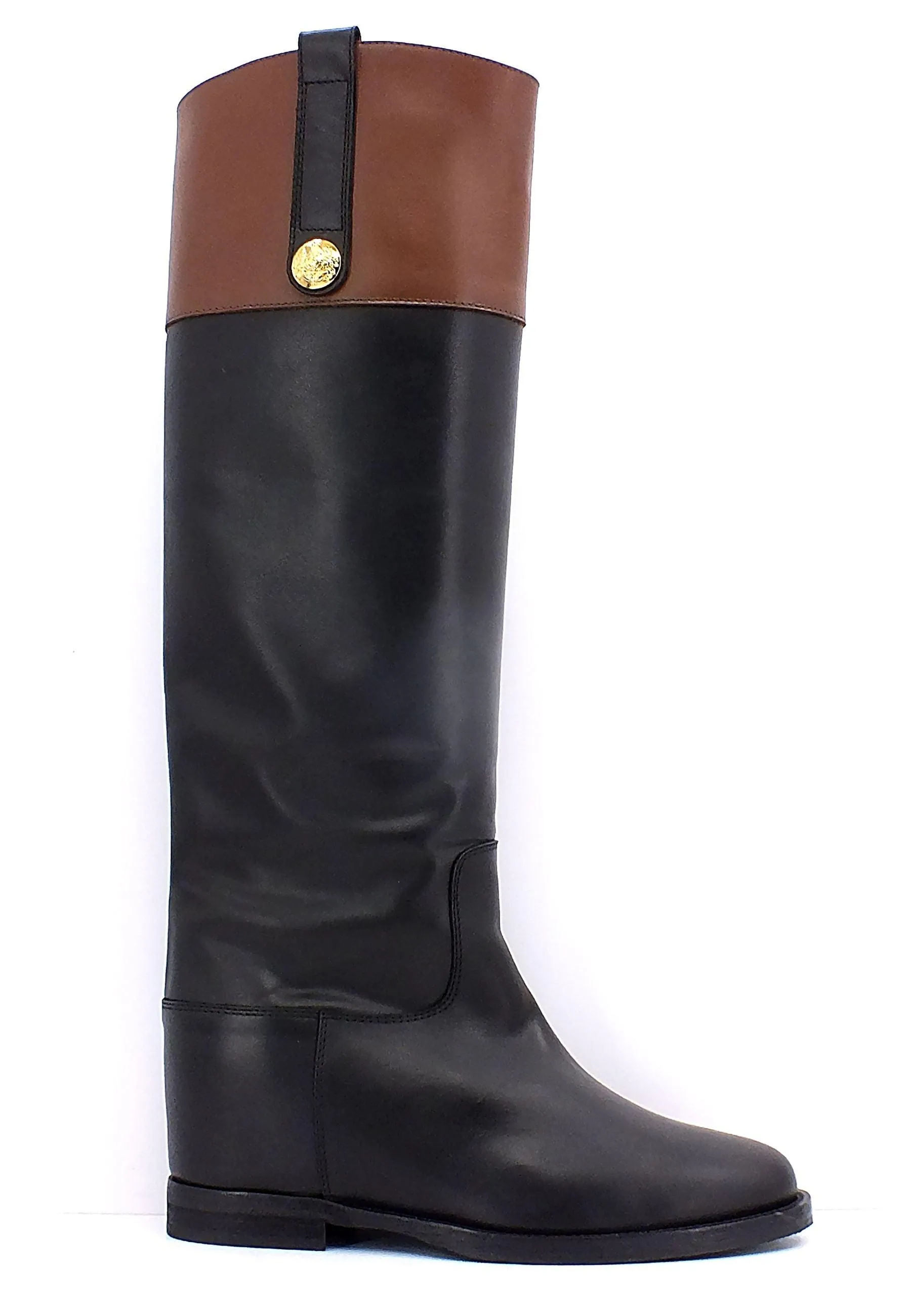VIA ROMA 15 Stivale Bottone Gold Donna Nero 3804