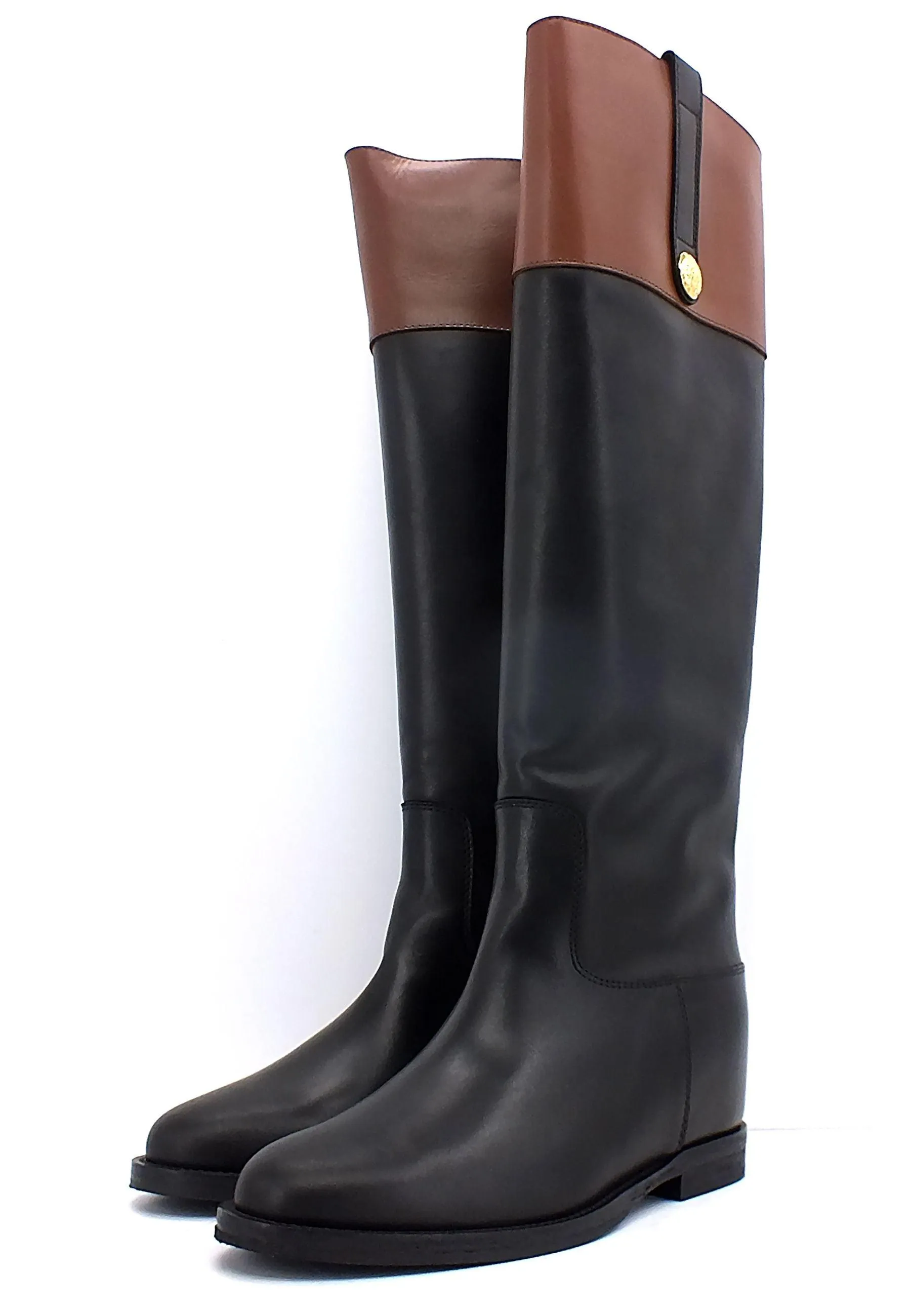 VIA ROMA 15 Stivale Bottone Gold Donna Nero 3804