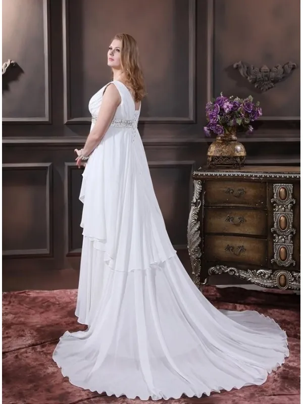 WENDY - V-neck Empire waist Chapel train Wedding dress