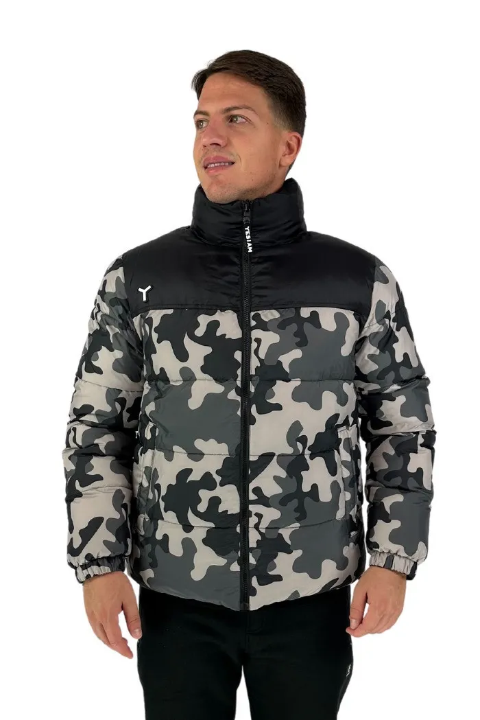 Yes I Am piumino reversibile in fantasia militare con logo ricamato yia00085