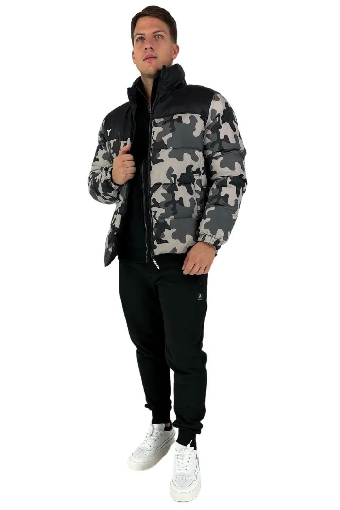 Yes I Am piumino reversibile in fantasia militare con logo ricamato yia00085