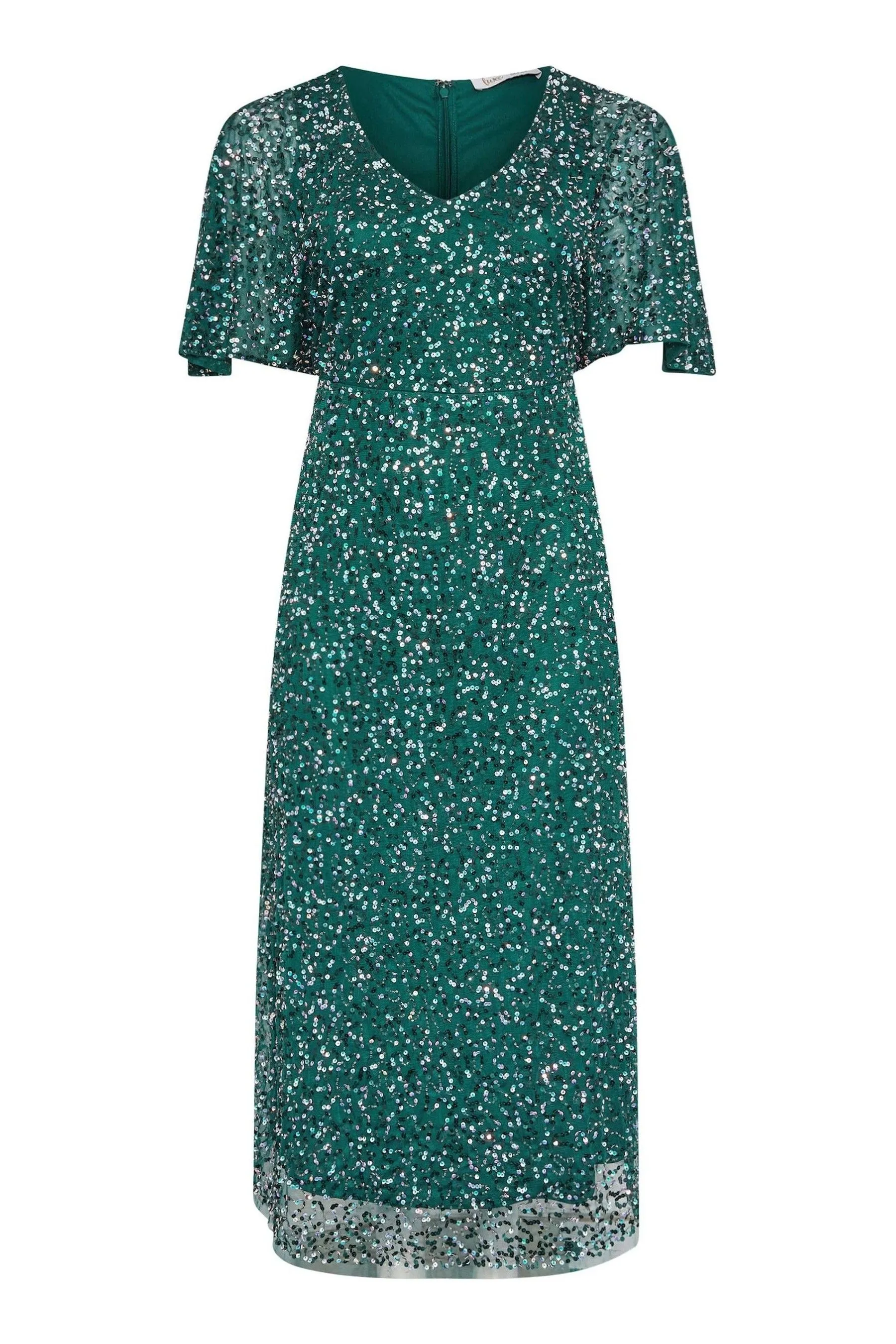 Yours Curve Luxe abito maxi decorato con scollo a V e maniche a pipistrello