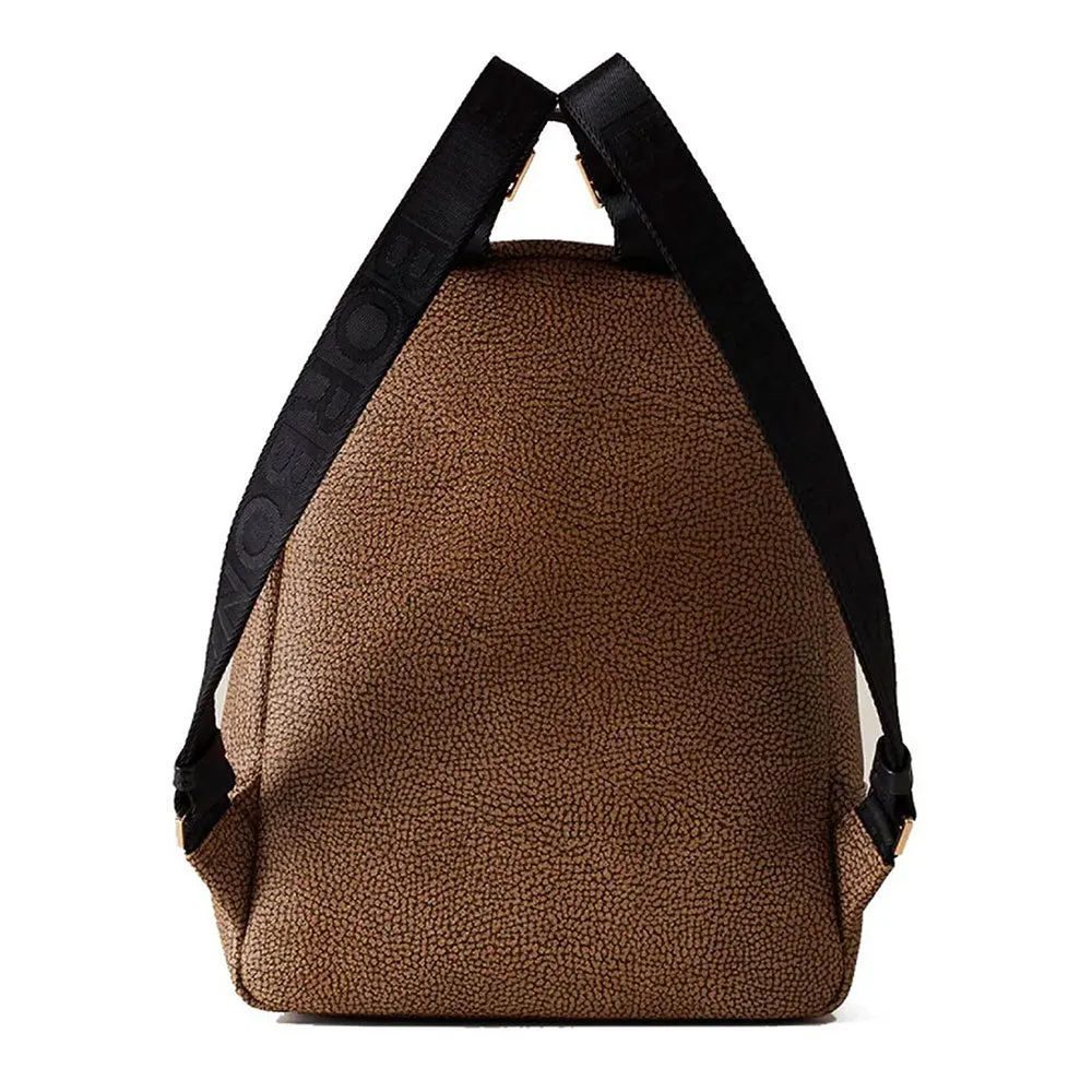 Zaino Donna BORBONESE linea Road Medium in Tela Rivestita OP e Pelle Nera