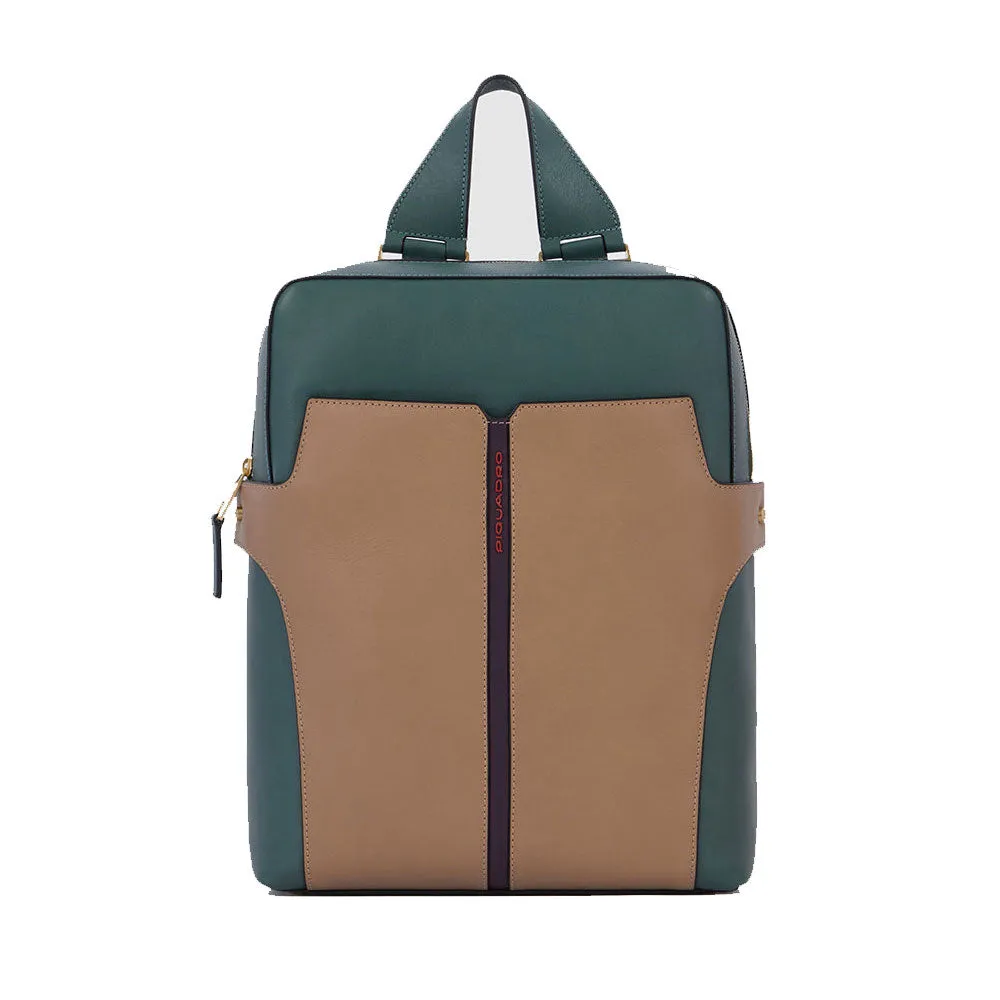Zaino Donna PIQUADRO Porta Computer 15 in Pelle Colore Verde - Rosso Linea Ray - CA6127S126