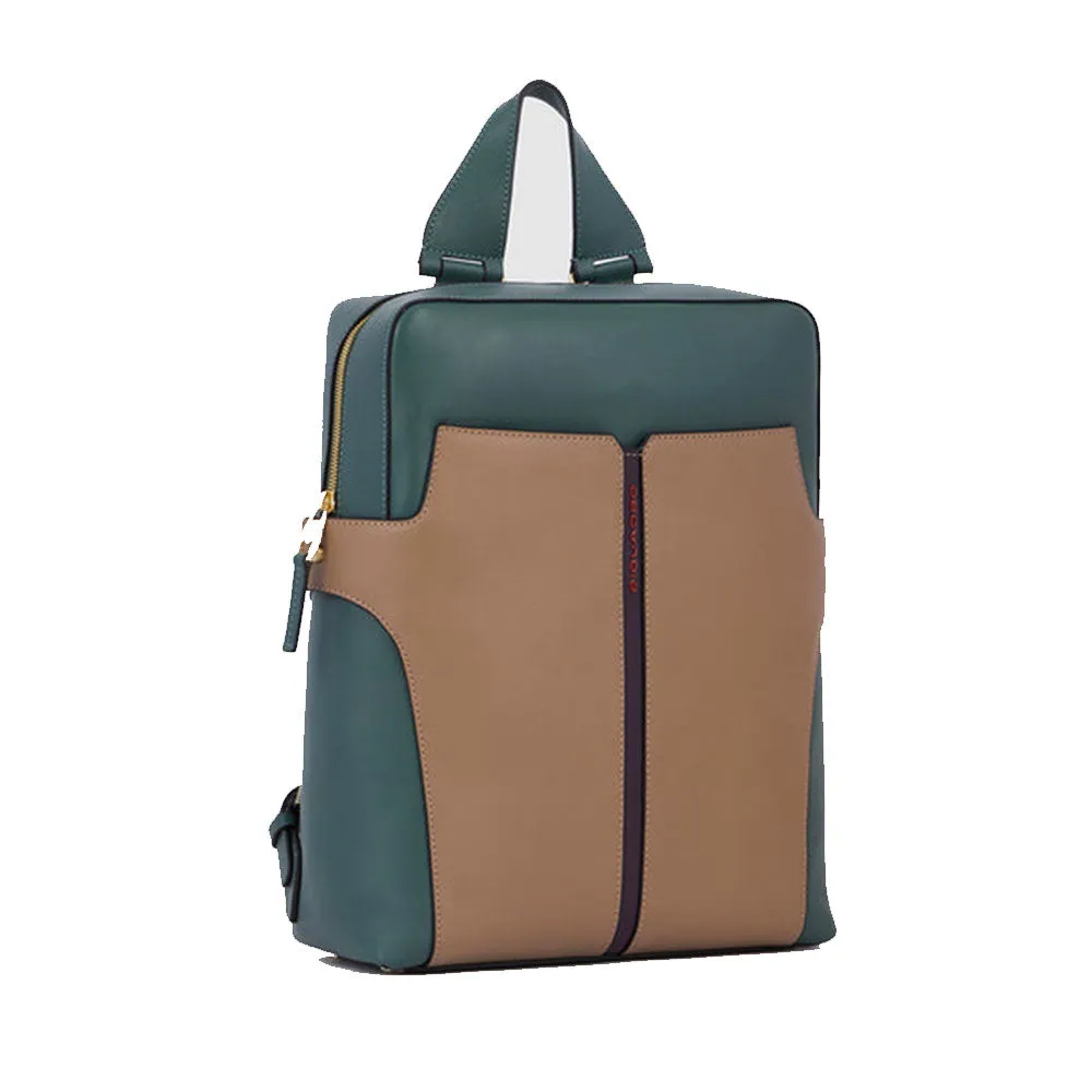 Zaino Donna PIQUADRO Porta Computer 15 in Pelle Colore Verde - Rosso Linea Ray - CA6127S126