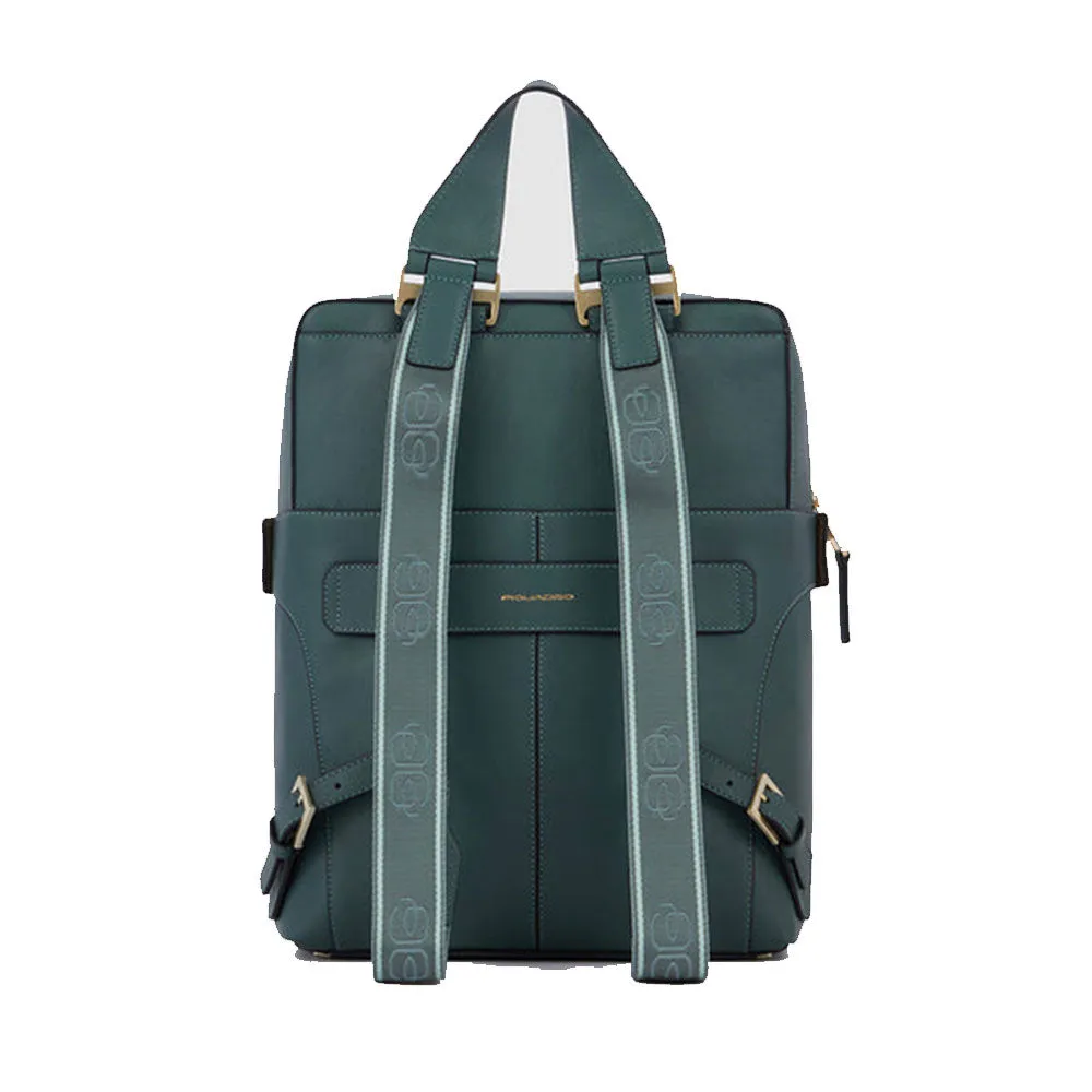 Zaino Donna PIQUADRO Porta Computer 15 in Pelle Colore Verde - Rosso Linea Ray - CA6127S126